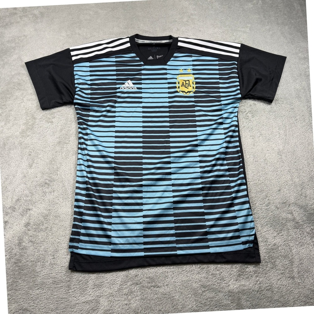 Adidas Argentina Futbol Jersey Mens Small Blue Striped Climalite 2018 Parley